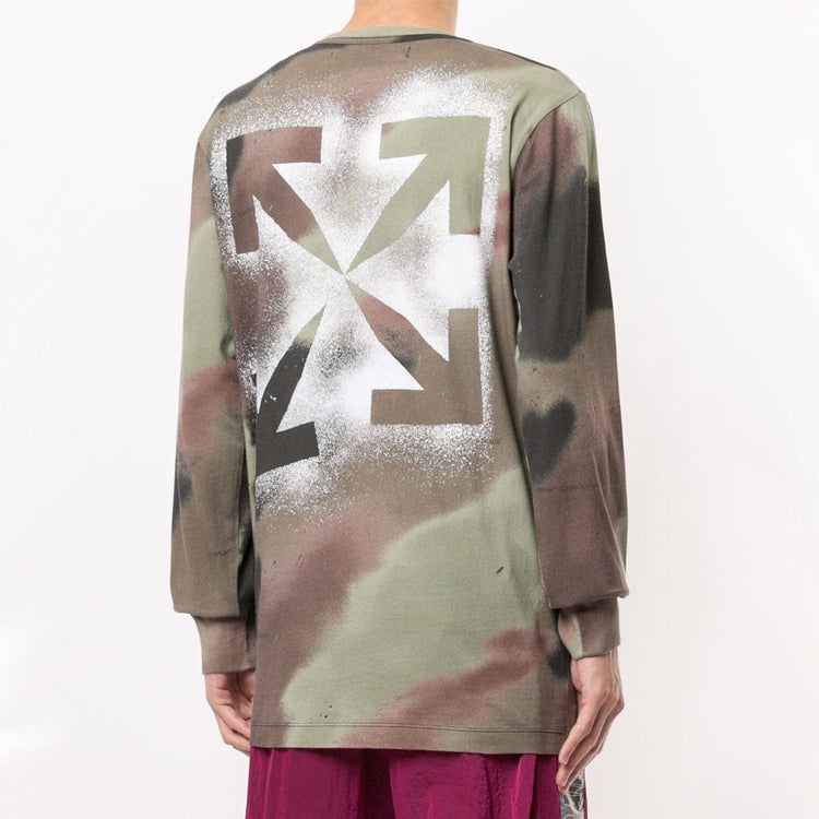 Off-White FW20 Arrows Printing Camo Long Sleeve Men Green OMAB001E20JER0086001