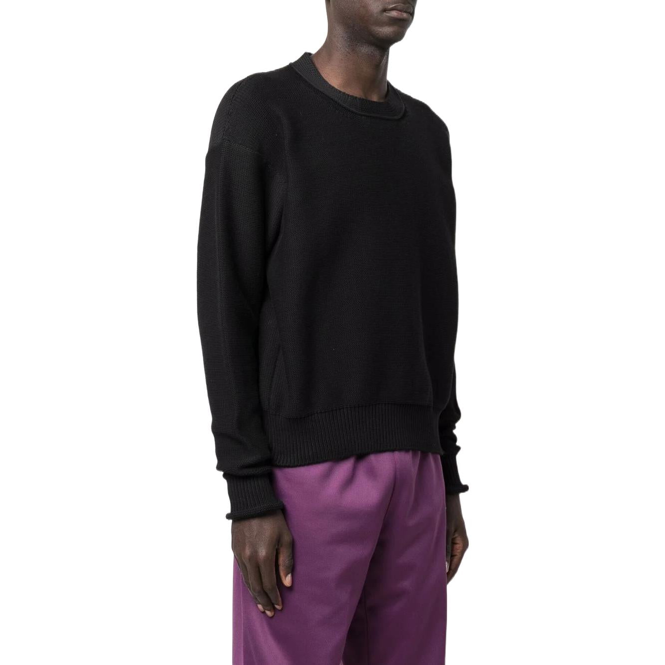 Off-White Wave Crew Neck Jumper 'Black' OMHE107S22KNI0021010
