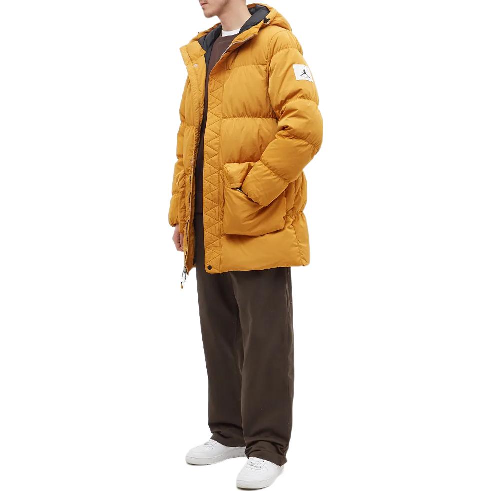 Air Jordan Solid Color logo Zipper Hooded Long Sleeves Down Jacket Men's Yellow DQ7346-712