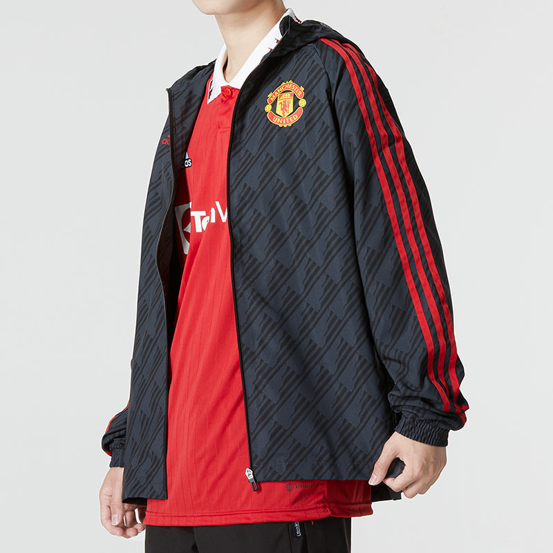adidas Manchester United 3-Stripe DNA Windbreaker Jackets 'Black' HE6650