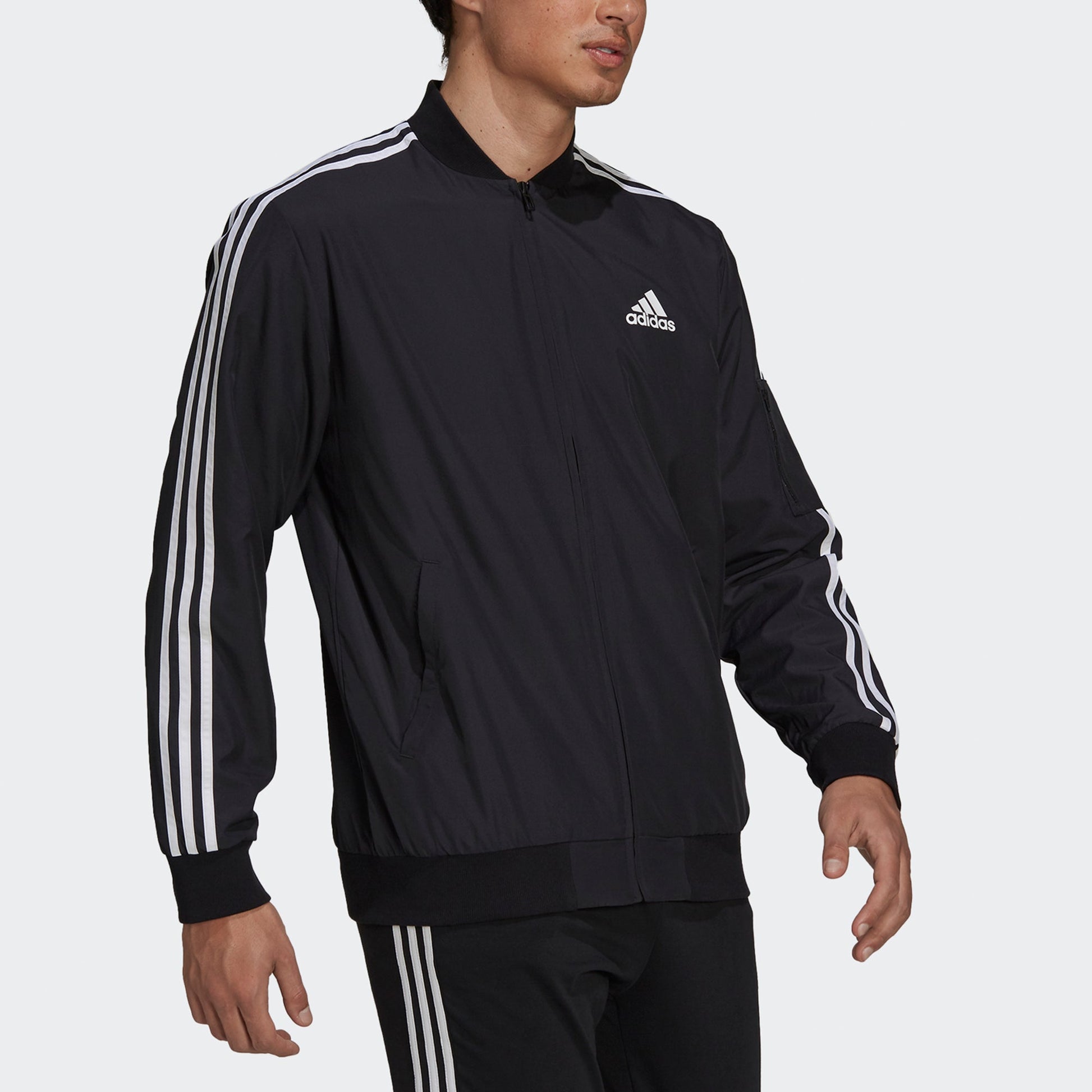 adidas M 3s Bomber Jkt Contrasting Colors Stripe Sports Logo Casual Jacket Black GV5254