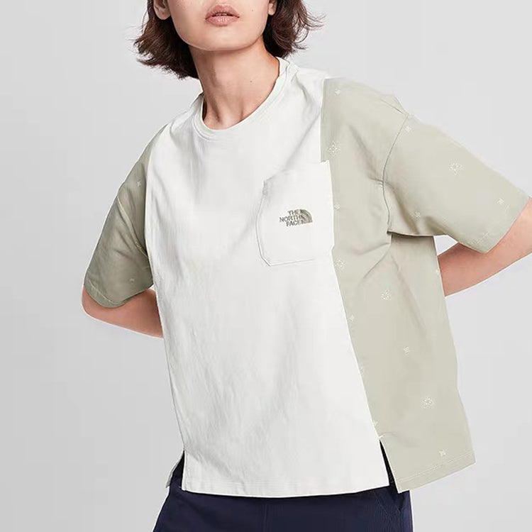 THE NORTH FACE Quick Dry Contrast Color Stitching Short Sleeve Beige 497W-11P