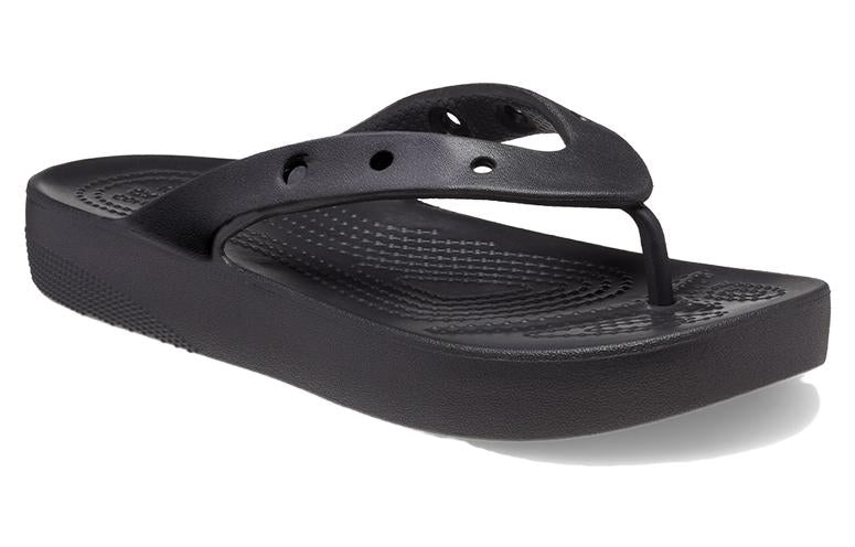(WMNS) Crocs Classic Platform Flip 'Black' 207714-001