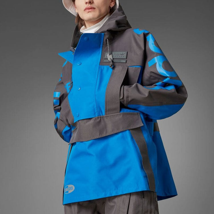 adidas originals Blue Version Series Alphabet Printing hooded Long Sleeves Jacket HD2235