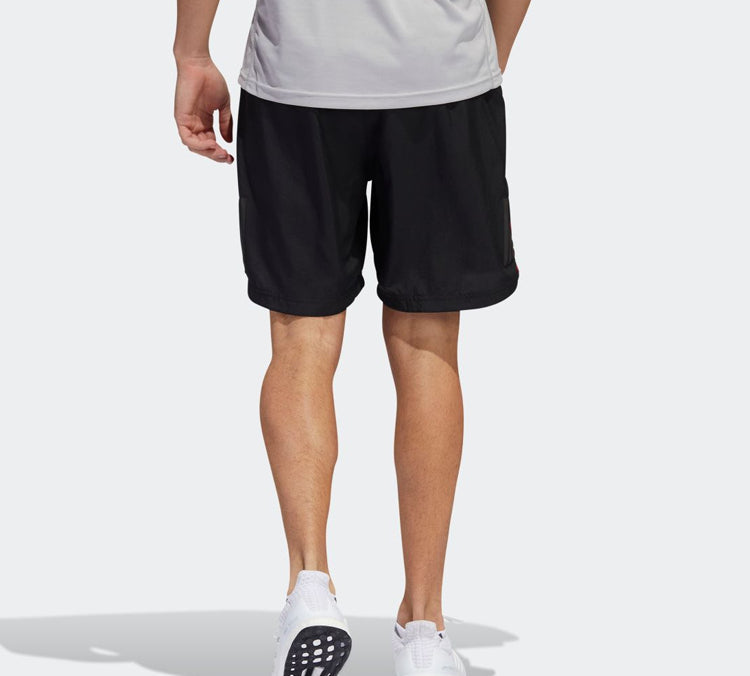 adidas Side Red Stripe Training Sports Shorts Black DZ2134