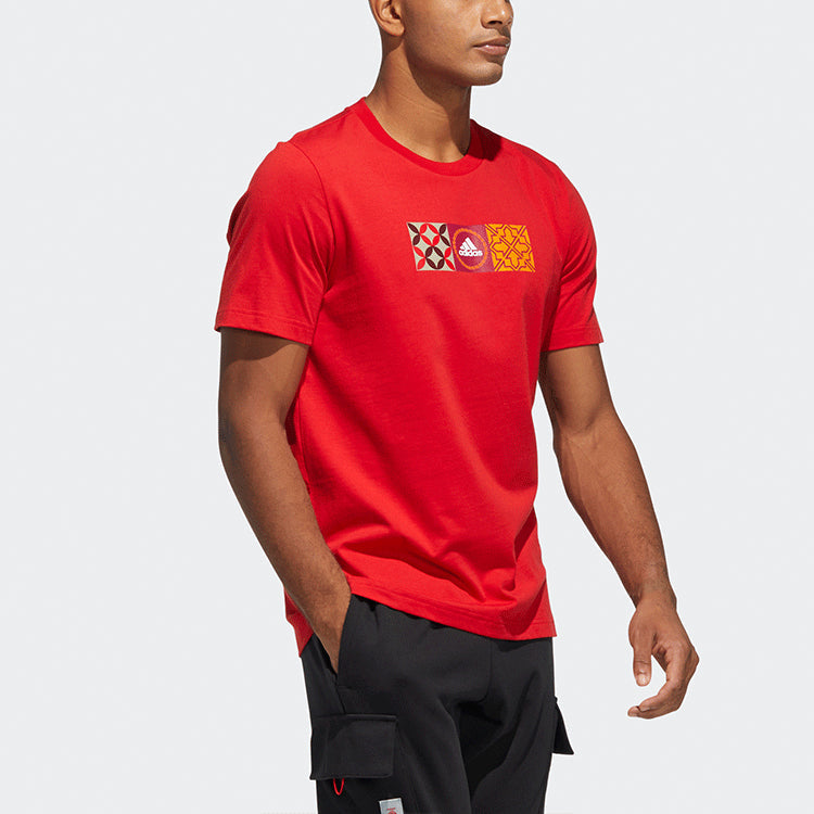 adidas Cny Gfx Tee limited Logo Printing Sports Round Neck Short Sleeve Red HI3292