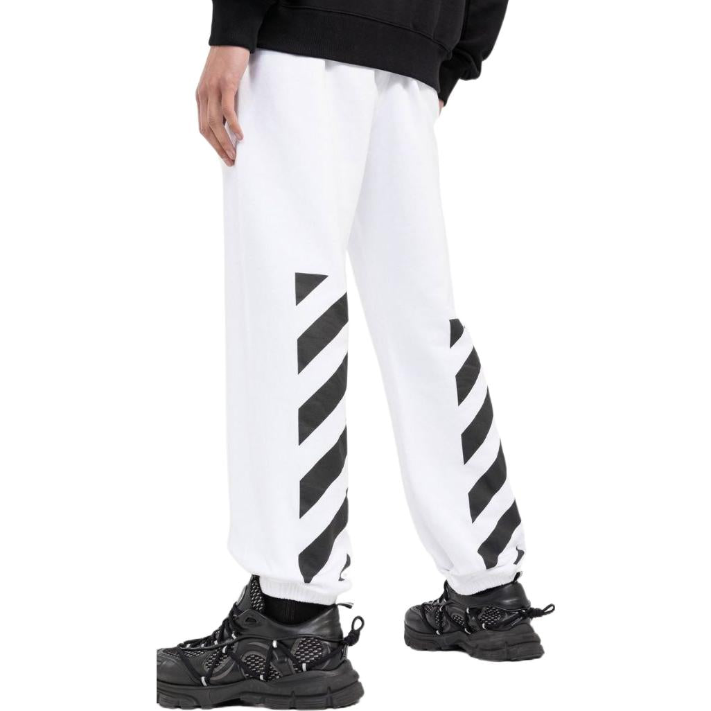 Men's Off-White SS22 Solid Color Logo Printing Stripe Sports Pants/Trousers/Joggers Version White OMCH029C99FLE00201100110