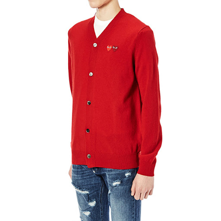 COMME des GARCONS PLAY Cardigan Double Emblem 'Red' AZ-N058-051-5