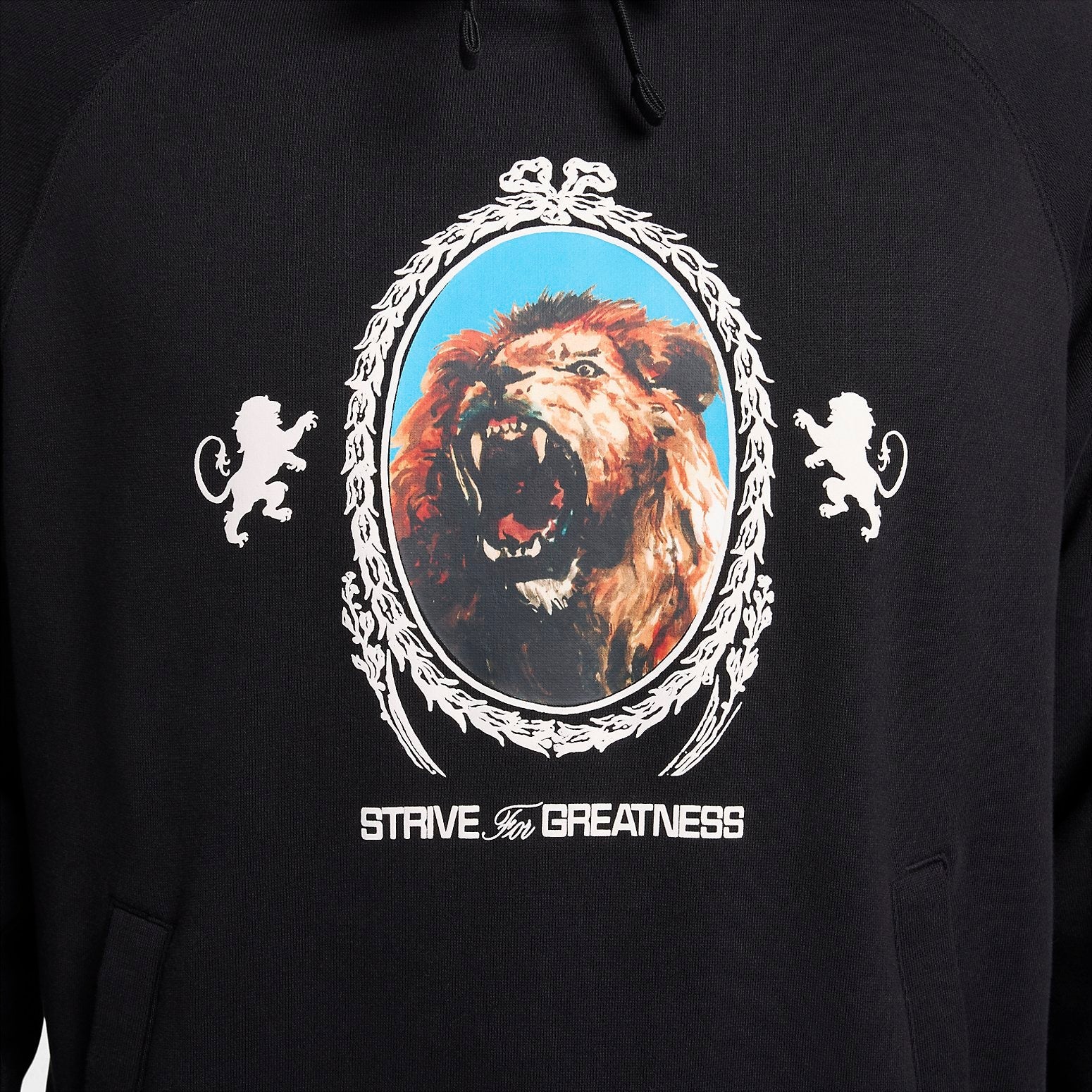 Nike Lebron Pullover Fleece Hoodie 'Black Lion Print' FB7124-010