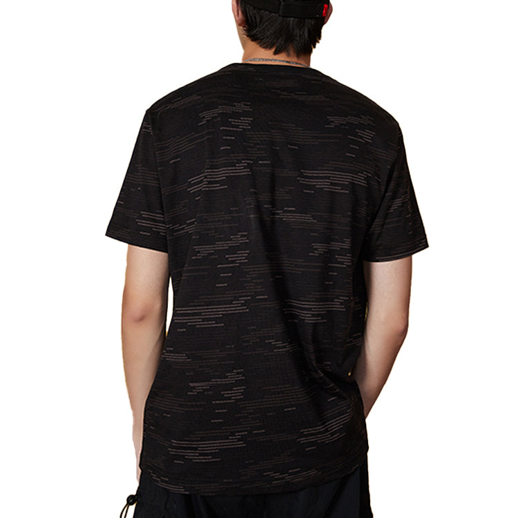 Li-Ning BADFIVE Sports Round Neck Short Sleeve Black Camouflage AHSQ239-3