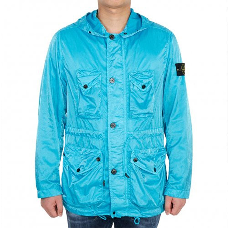 STONE ISLAND Logo Patch Drawstring Hooded Jacket 'Blue' 741544430-V0042