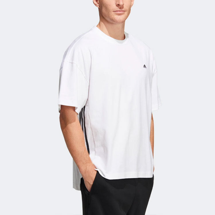 adidas M city Loose T Side Contrasting Colors Round Neck Pullover Short Sleeve White HC9972
