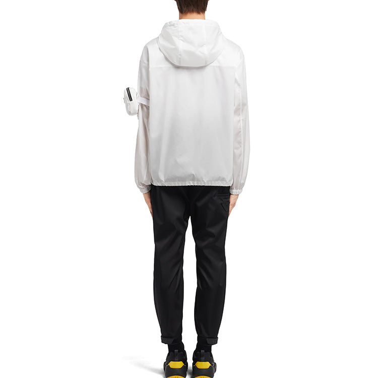 Men's PRADA Solid Color Nylon Hooded Jacket White SGB740-1WQ8-F0009-S-202