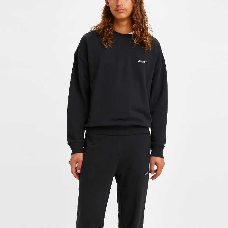 Men's Levis Alphabet Logo Loose Round Neck Long Sleeves Black A0717-0000