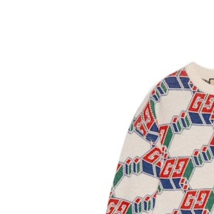 Gucci Square GG And Geometric Wool Sweater 'Ivory Multi-Color' 763415-XKDOV-9275