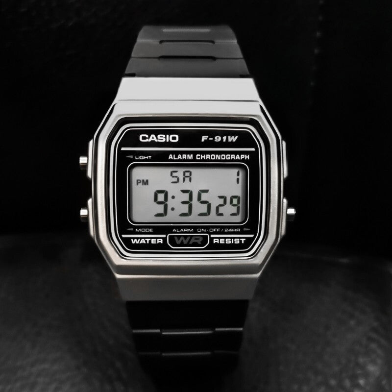 CASIO Waterproof Unisex Mens Black/Silver Digital F-91WM-7A