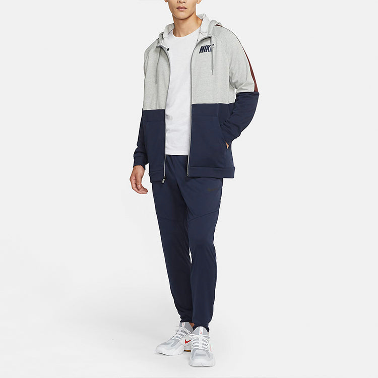 Nike DRI-FIT Colorblock Full-length zipper Cardigan Training Hooded Jacket Gray CU6034-063