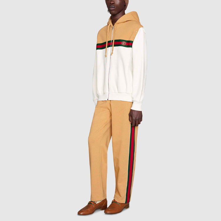 Men's Gucci FW21 Webbing Knit Stripe Zipper White 660292-XJDHD-2109