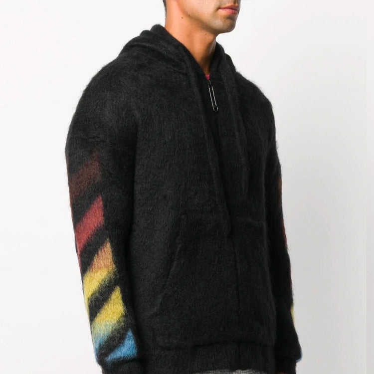 Men's Off-White Pattern Hooded Jacket Black OMHA073F20KNI0011087