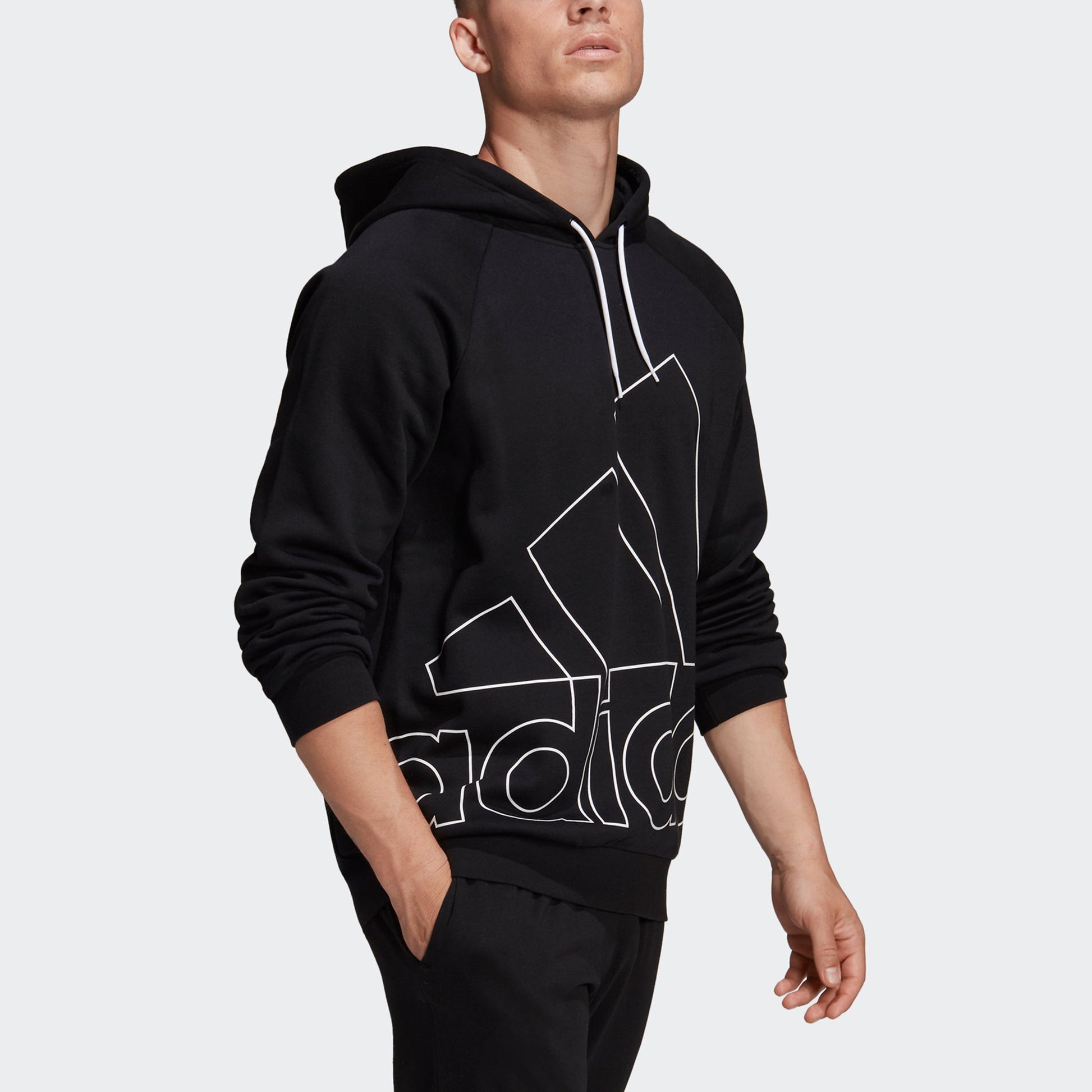 Men's adidas Big Lo Hd Fl Logo Printing Pullover Sports Black HB5089