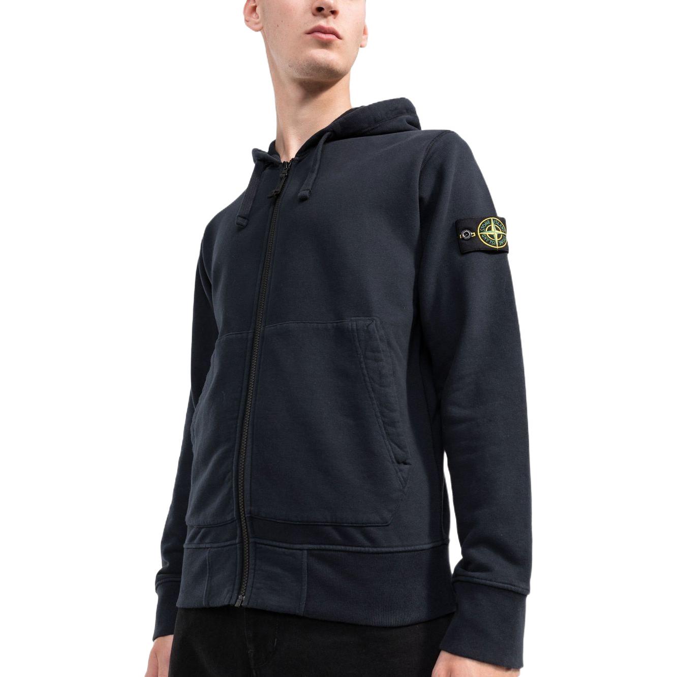 STONE ISLAND Brushed Cotton Full Zip Jacket 'Navy' 771564220-V0020