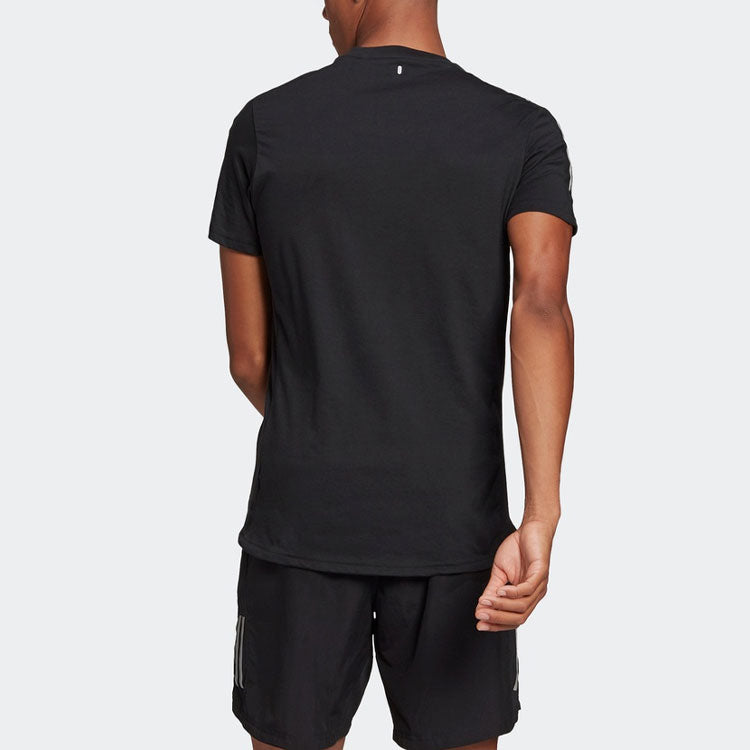 adidas NASA Reflective Stripe Running Sports Round Neck Short Sleeve Black GP5803