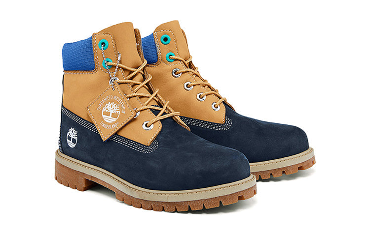 (GS) Timberland Premium 6 Inch Waterproof Boots 'Wheat Blue Navy' A2F3U
