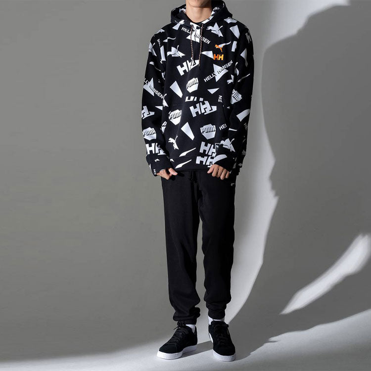 PUMA x Helly Hansen All Over Print Hoodie 'Black White Orange' 597449-01
