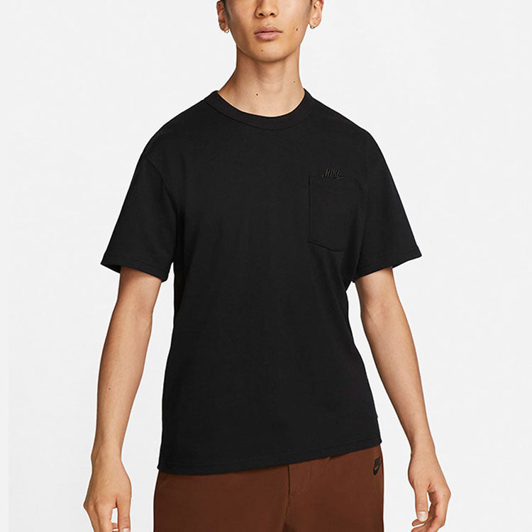 Men's Nike Solid Color Pocket Round Neck Loose Short Sleeve Black T-Shirt DQ9296-010