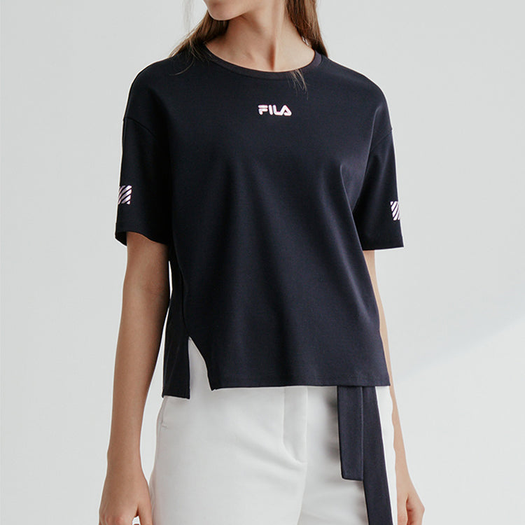 (WMNS) FILA Reflective Logo Printing Short Sleeve Navy Blue F11W028101F-NV