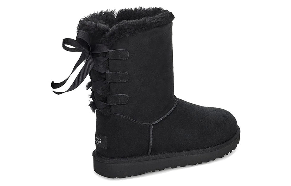(WMNS) UGG Short Bow Stiefel Fleece Lined Black 1110706-BLK