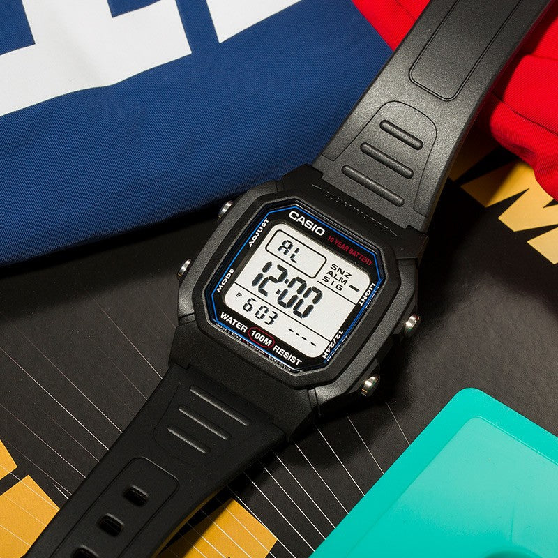 CASIO Waterproof Sports Analog Mens Black Digital W-800H-1A
