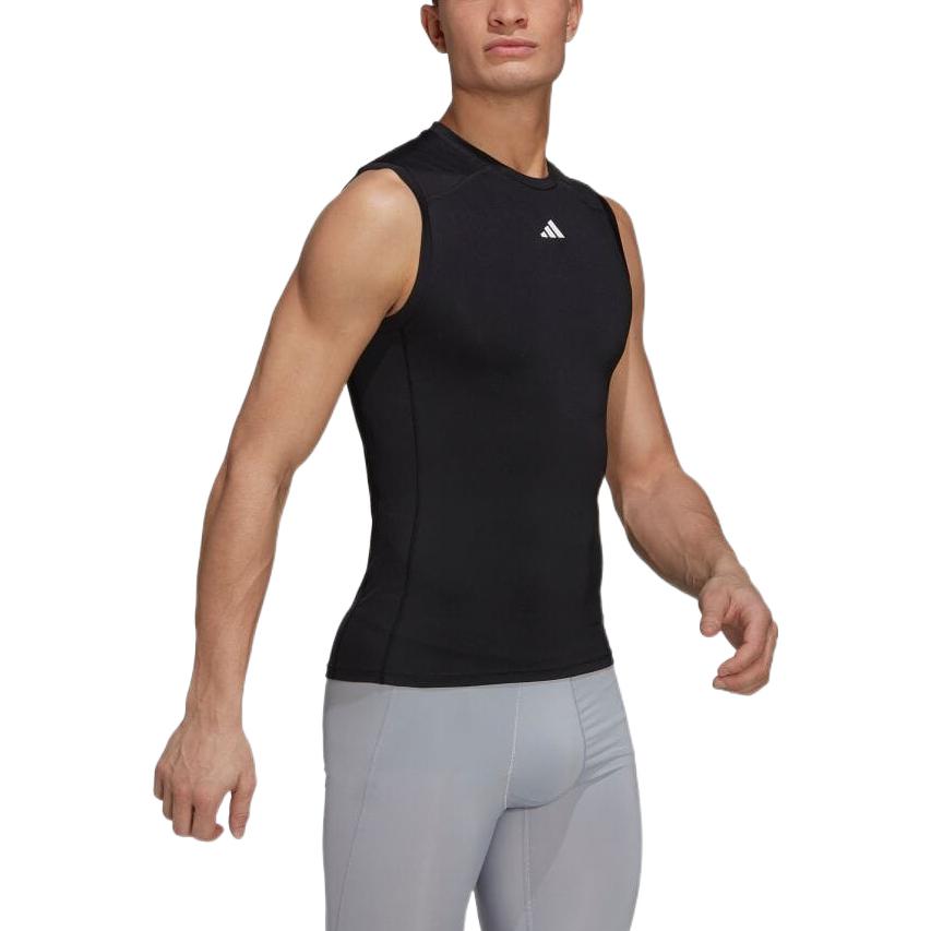 Men's adidas Round Neck Pullover Sports Sleeveless Black T-Shirt HK2338