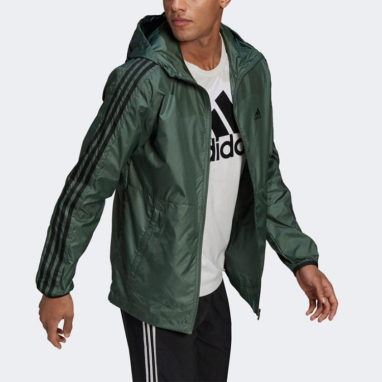 adidas 3s Wb Woven Windproof Hooded Jacket For Men Green GQ0601