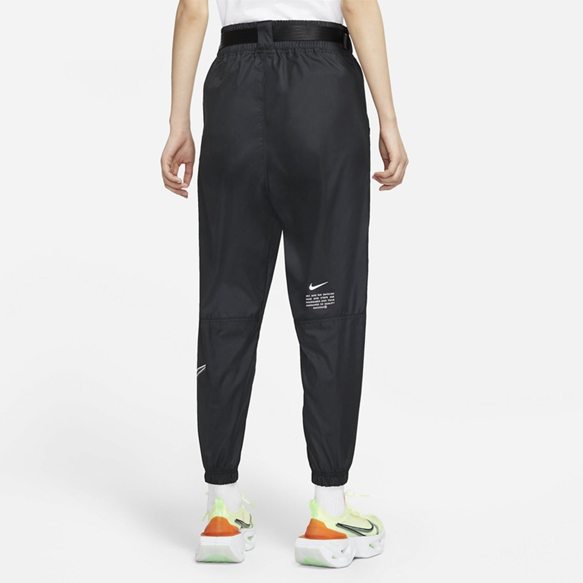 (WMNS) Nike Logo Sports Adjustable Belt Bundle Feet Woven Long Pants/Trousers Autumn Black DJ8997-010