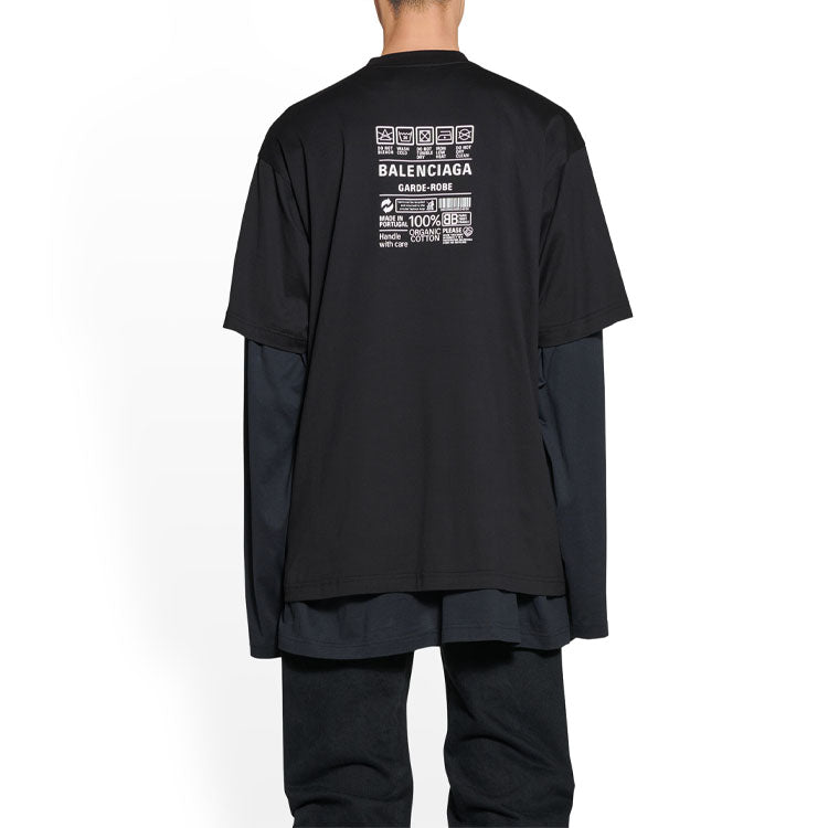Balenciaga Care Label T-shirt Medium Fit 'Black' 724514TNVL91070