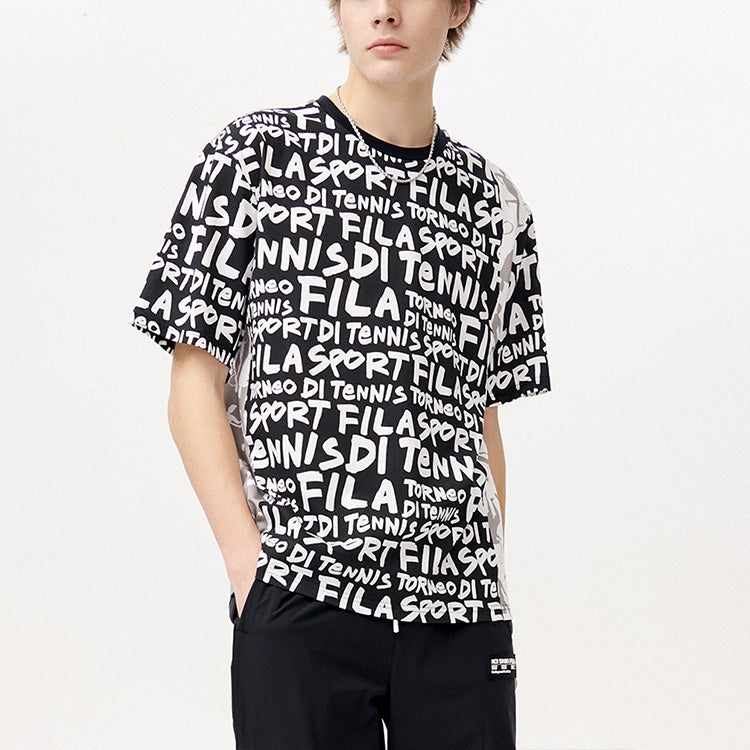 FILA FUSION Alphabet Full Print Sports Short Sleeve Black T11M121116F-BK