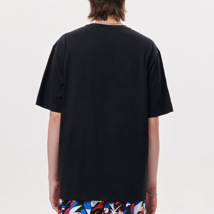 Men's FILA FUSION Contrasting Colors Logo Printing Basketball Sports Loose Short Sleeve Black T11M135106F-BK