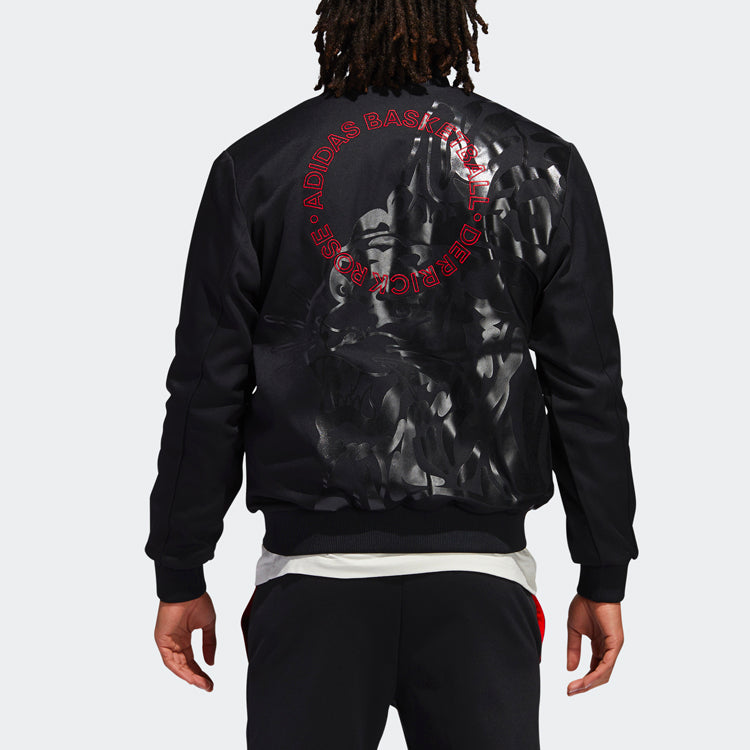 adidas CNY Rose Jkt Back Printing Basketball Sports Jacket Black GH4993