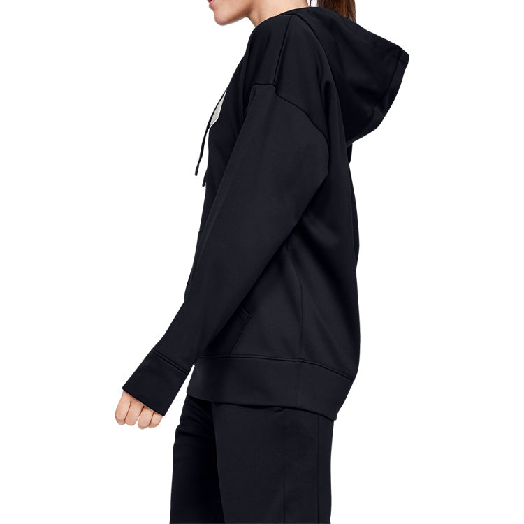 (WMNS) Under Armour Fleece Chenille Logo Hoodie 'Black White' 1348246-002