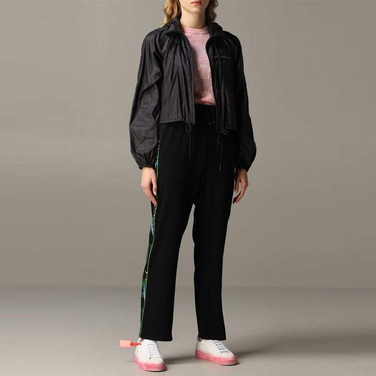 KENZO Logo Alphabet Pattern Solid Color Hooded Jacket Black FA52BL101566