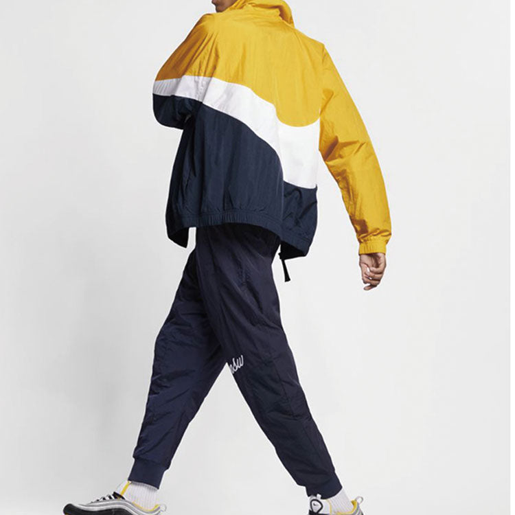 Nike Zipper Knitted Colorblock Sports Windproof Jacket Yellow AR3132-728