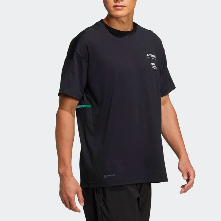 Men's adidas Solid Color Alphabet Printing Round Neck Short Sleeve Japanese Version Black T-Shirt HE5234