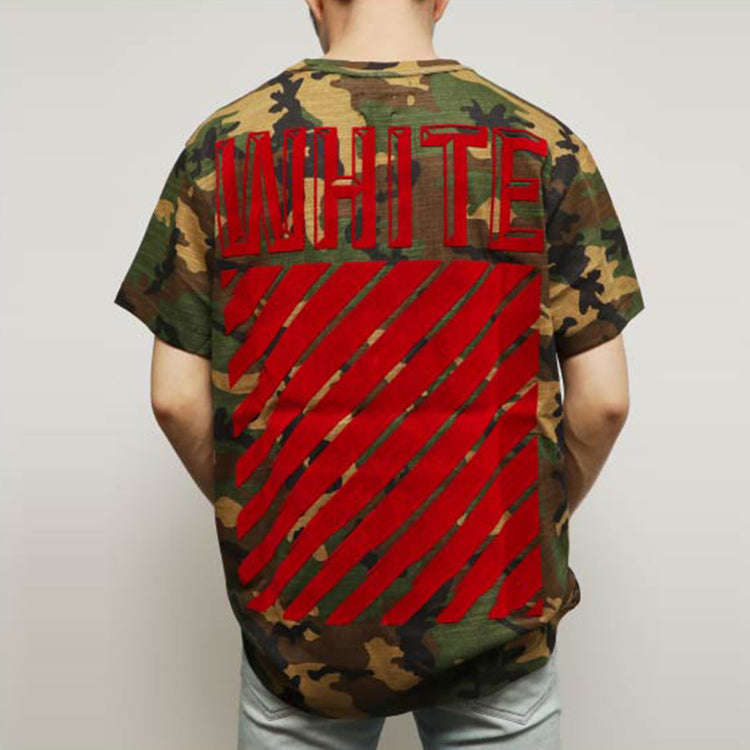 Off-White Red Short Sleeve Camouflage Green OMAA001F150580189920