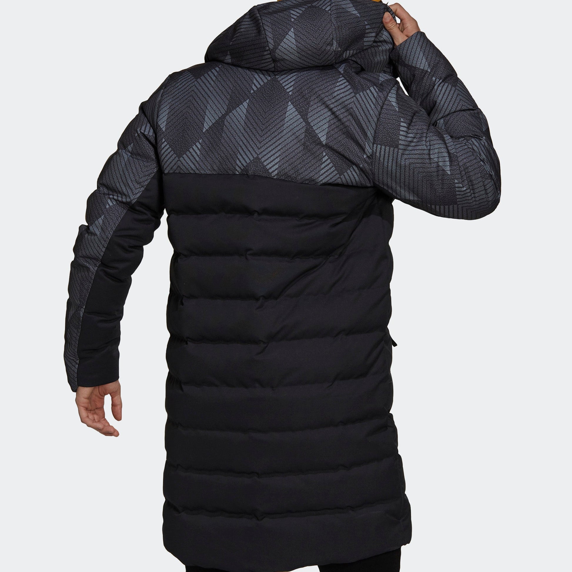 adidas Mufc Ssp Down Manchester United Soccer/Football Sports hooded mid-length Down Jacket Black GR3884