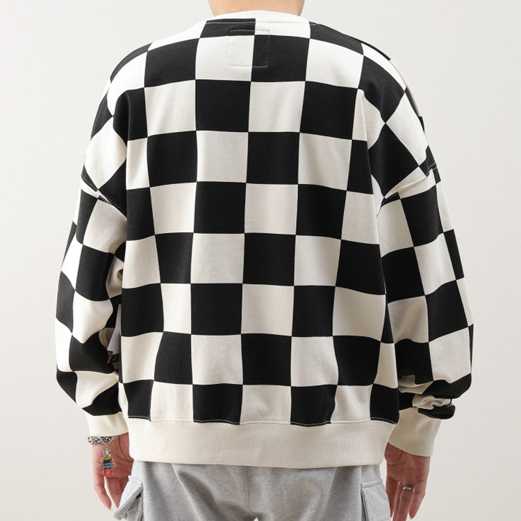 Vans Checkerboard Round Neck Pullover Sweatshirt 'Black White' VN0A5H98J0Z