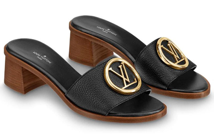 (WMNS) LOUIS VUITTON Lock It Heeled Mules 'Black' 1A57DG