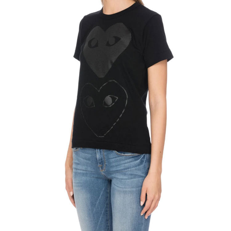 (WMNS) COMME des GARCONS PLAY Double Hearts T-Shirt 'Black' AZ-T193-051-1