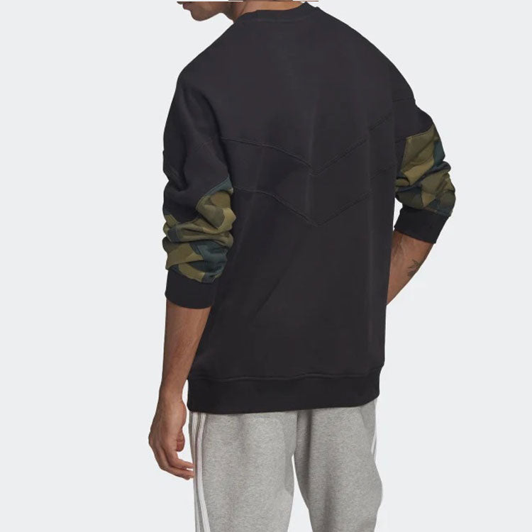 adidas originals Camo Crew Sweat Cotton Pullover Hoody Men Black FM3357