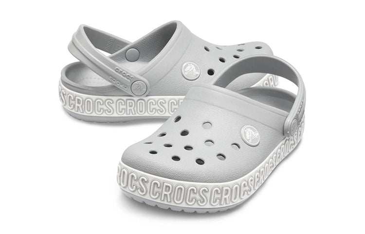(GS) Crocs Crocband Logo Mania Clogs 'Grey Silver' 205992-00J